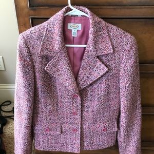 Talbots pink tweed jacket size 8